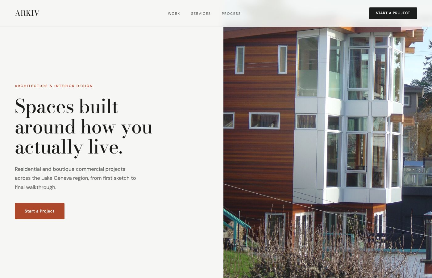 Aperçu du site d'un studio d'architecture et de design d'intérieur