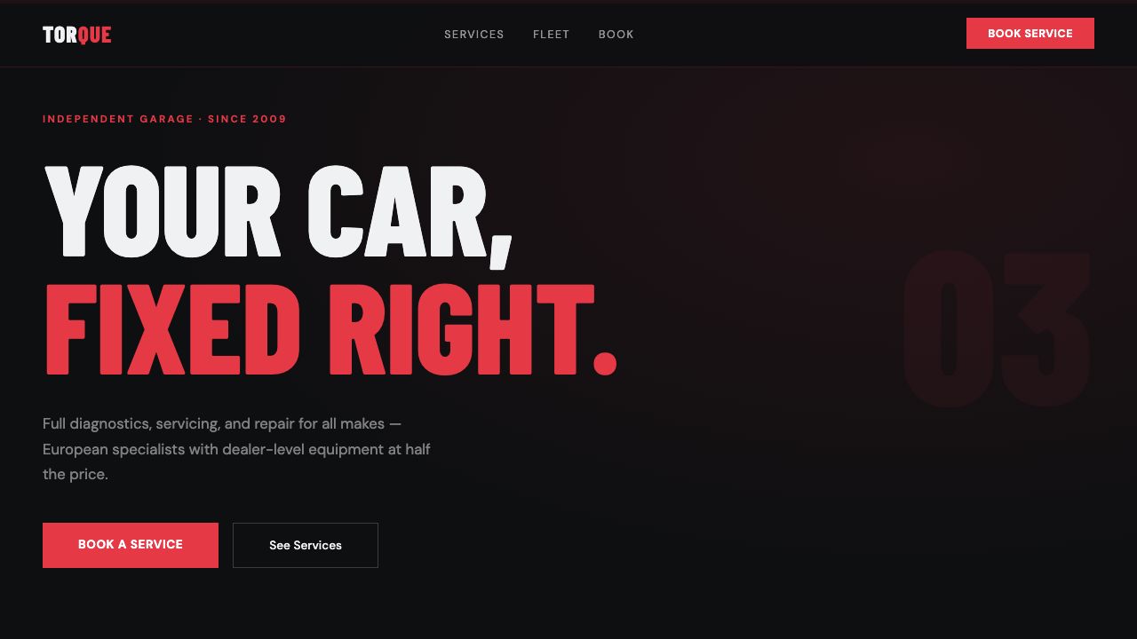 Aperçu du site d'un garage automobile