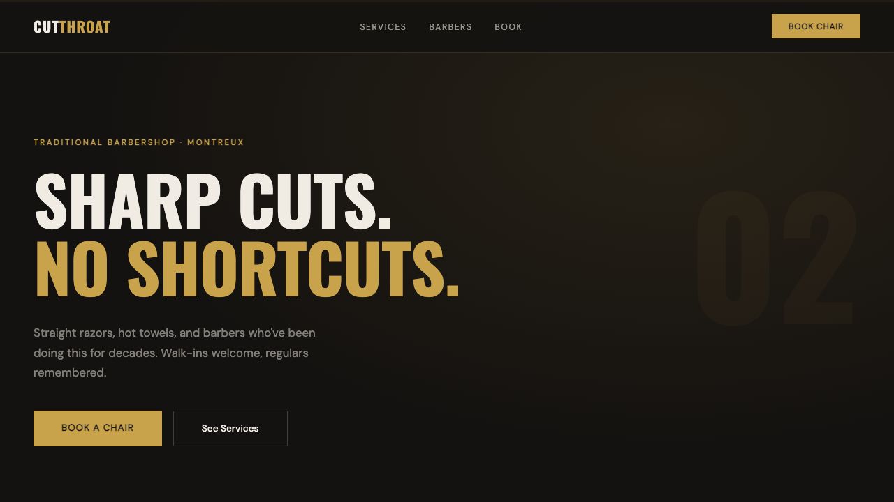 Aperçu du site d'un barbershop