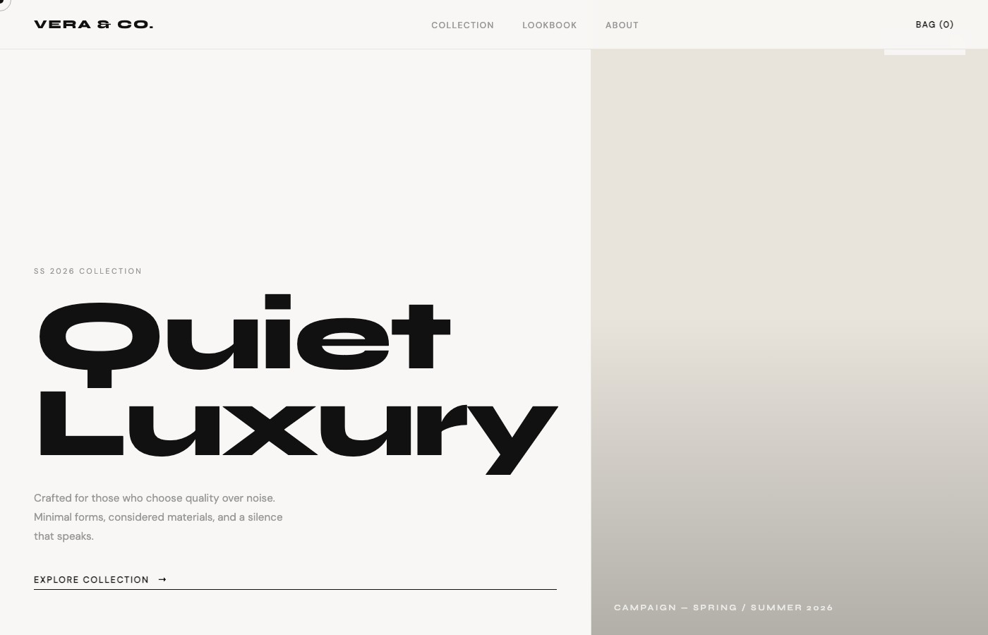 Aperçu du site d'une boutique de mode
