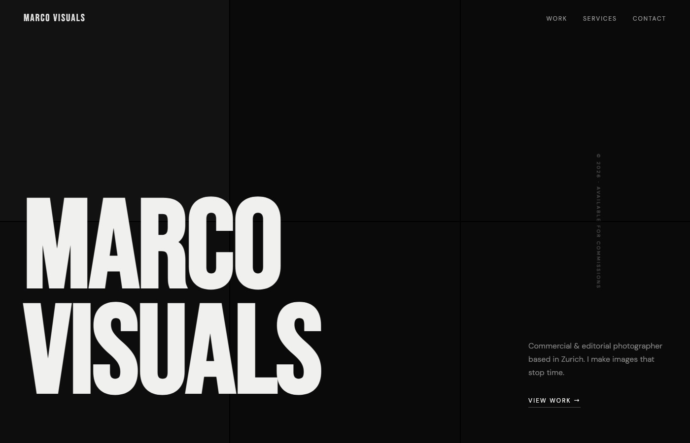 Aperçu du site d'un portfolio de photographie